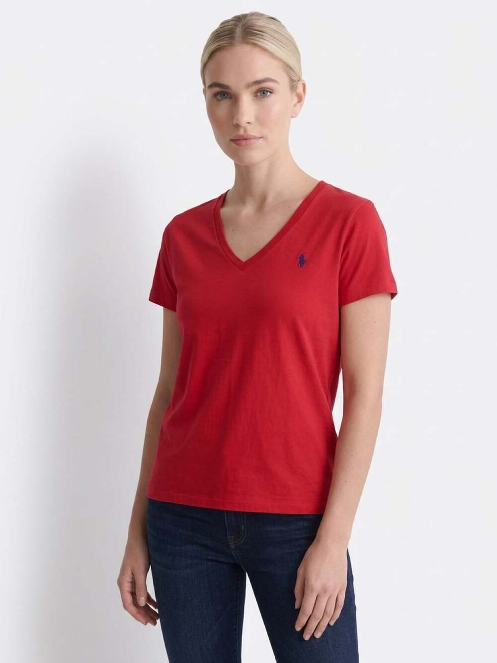 Polo Ralph Lauren V-Neck T-Shirt Size L Red Short Sleeve